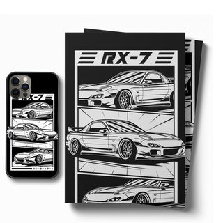 Mazda RX7 Manga style LED Case for iPhone