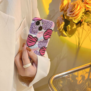 Purple Hearts Wavy Cute Cases For iPhone