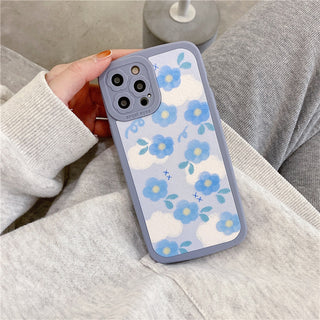 Light Blue Watercolor Flower Cute Phone Cases For iPhone