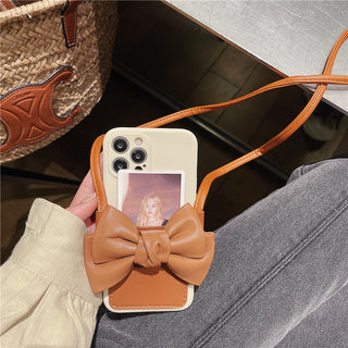 Lanyard Bow Card Holder Cute Phone Cases For iPhone