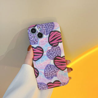 Purple Hearts Wavy Cute Cases For iPhone