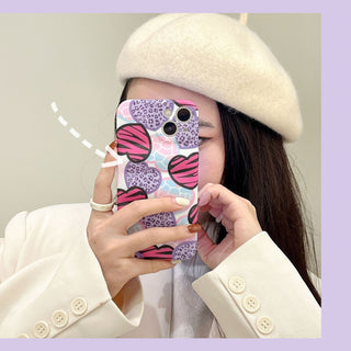 Purple Hearts Wavy Cute Cases For iPhone