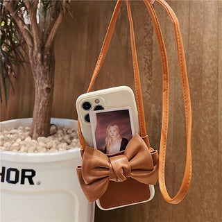 Lanyard Bow Card Holder Cute Phone Cases For iPhone