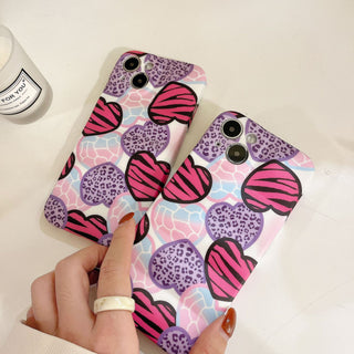 Purple Hearts Wavy Cute Cases For iPhone