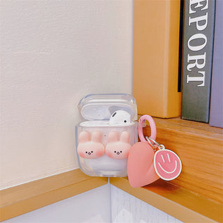 3D Pink Rabbit Earphone Case For Airpods with Keychain