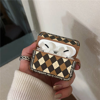 Leather Fashion Lingge Earphone Case For Airpods