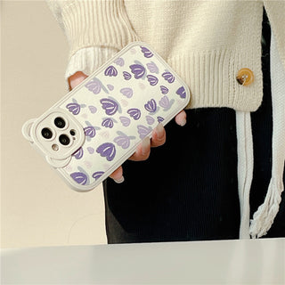 Leather Cute Cases For iPhone Purple Flowers