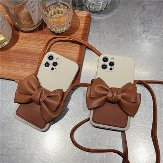 Lanyard Bow Card Holder Cute Phone Cases For iPhone