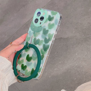 Green Heart Cute Cases For iPhone With Wristband