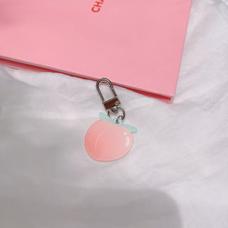 Transparent Peach Earphone Case For Airpods with Keychain