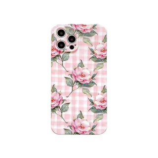 Pink Matte Floral Painting Cute Phone Cases For iPhone