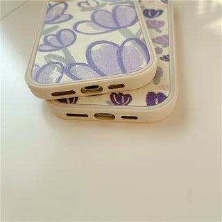 Leather Cute Cases For iPhone Purple Flowers