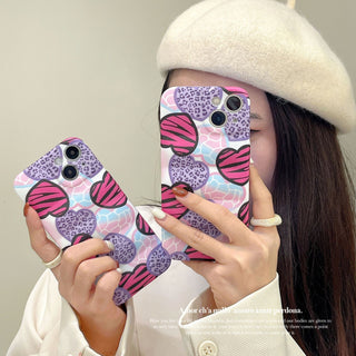 Purple Hearts Wavy Cute Cases For iPhone