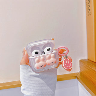 3D Pink Rabbit Earphone Case For Airpods with Keychain