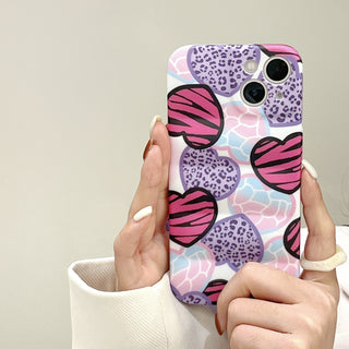 Purple Hearts Wavy Cute Cases For iPhone