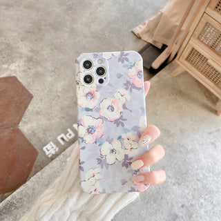 Gray Floral Painting Cute Phone Cases For iPhone