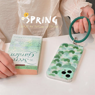 Green Heart Cute Cases For iPhone With Wristband