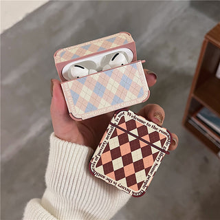 Leather Fashion Lingge Earphone Case For Airpods