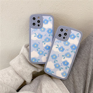 Light Blue Watercolor Flower Cute Phone Cases For iPhone